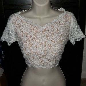 White lace crop top